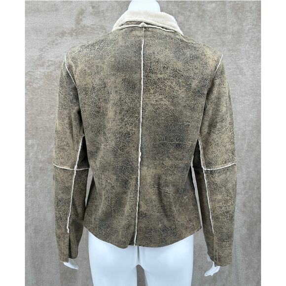 True Grit Jacket Womens Small Tan Fleece Lined Metallic Zip Outerwear Travel USA - Picture 5 of 10